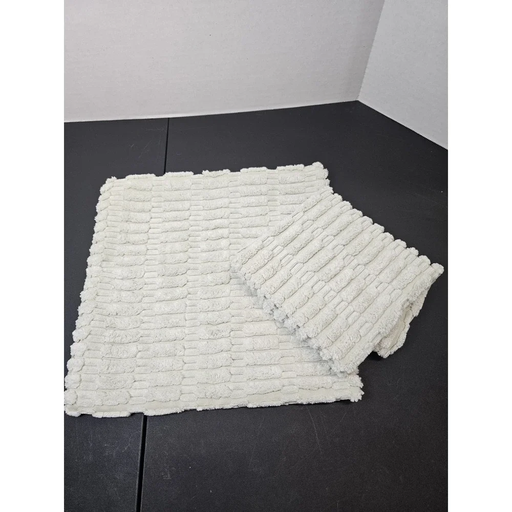 Plush Decorative Throw Pillow Covers Fuzzy Striped Soft Pillowcase 2PC 12x12